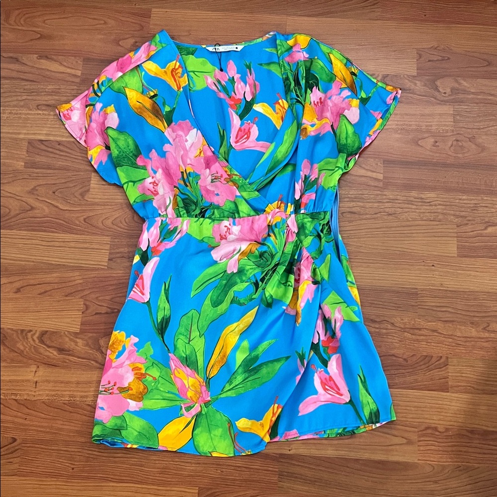 Zara Blue Floral Mini Dress